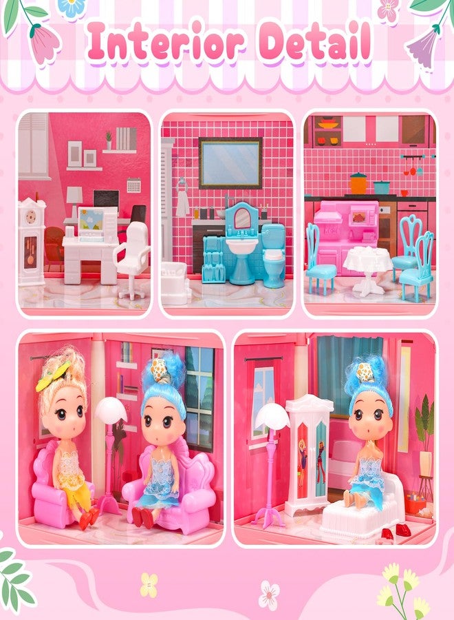 AmiDear Dollhouse with 4-Story 11 Rooms, Dream Gift Princess Doll House Playset with Furniture Pool Slide, Pink Toddler Toy House for 3 4 5 6 7 8 9 10 Year Old Girls - Image 2